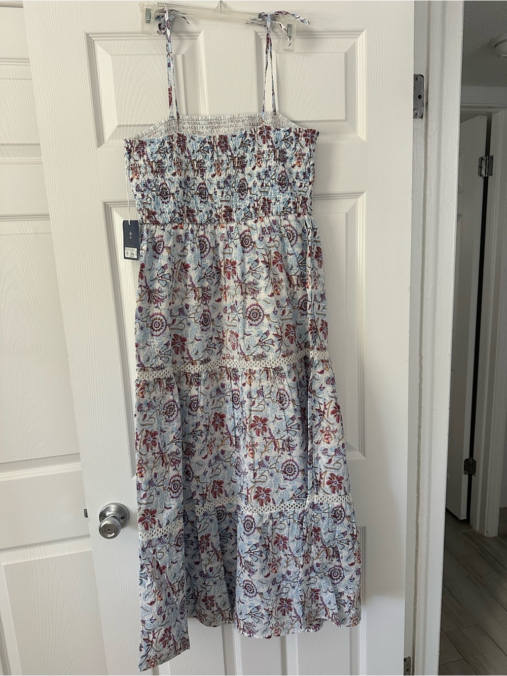 Roberta Roller Rabbit White Maxi Dress with Burgundy & Navy Floral Print - Picture 7 of 8